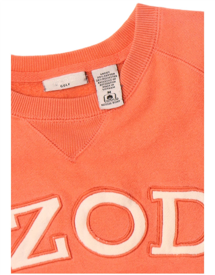 Izod Womens Graphic Sweatshirt Jumper UK 14 Medium Orange Cotton