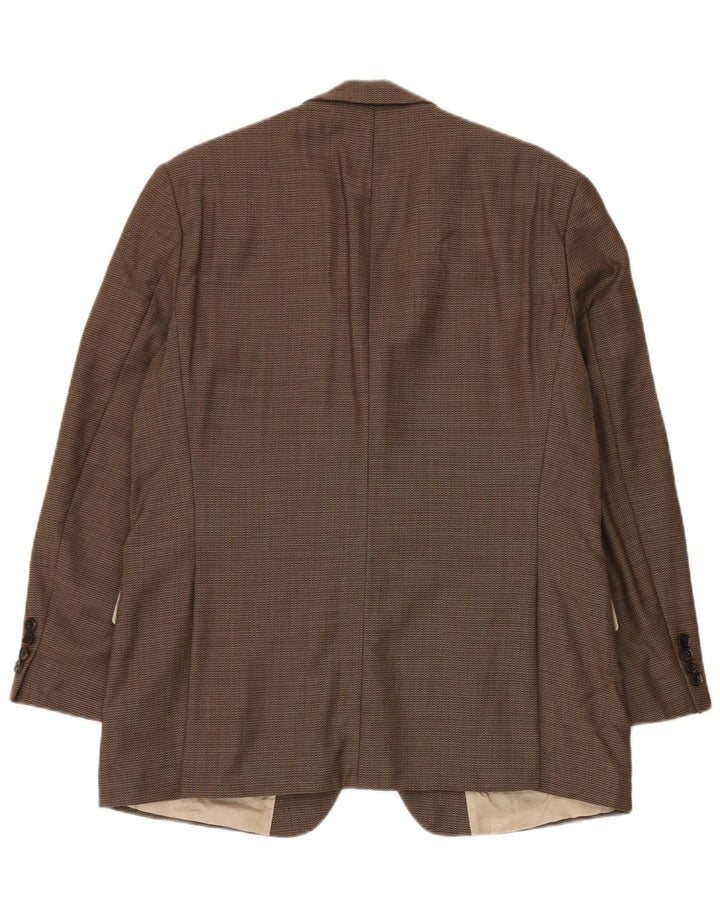 Hugo Boss Mens 2 Button Blazer Jacket US 42 XL Brown Check Virgin Wool