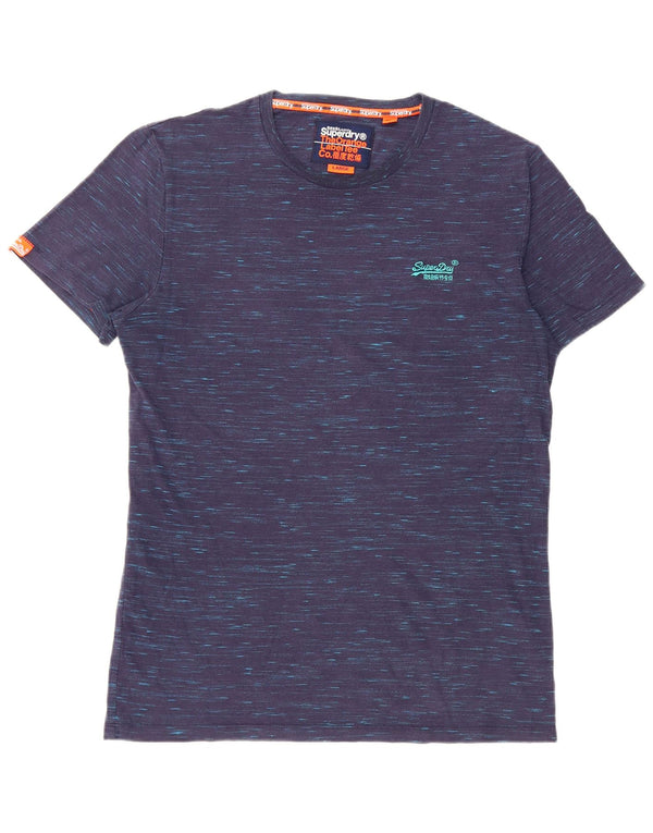 Superdry Mens T-Shirt Top Large Navy Blue Flecked Cotton