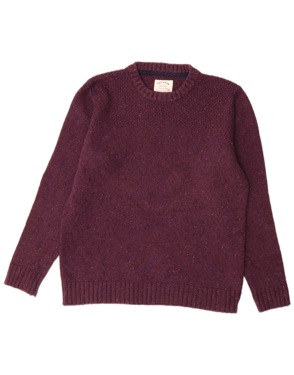 Maglione maglione girocollo da uomo Fat Face in cotone screziato bordeaux medio