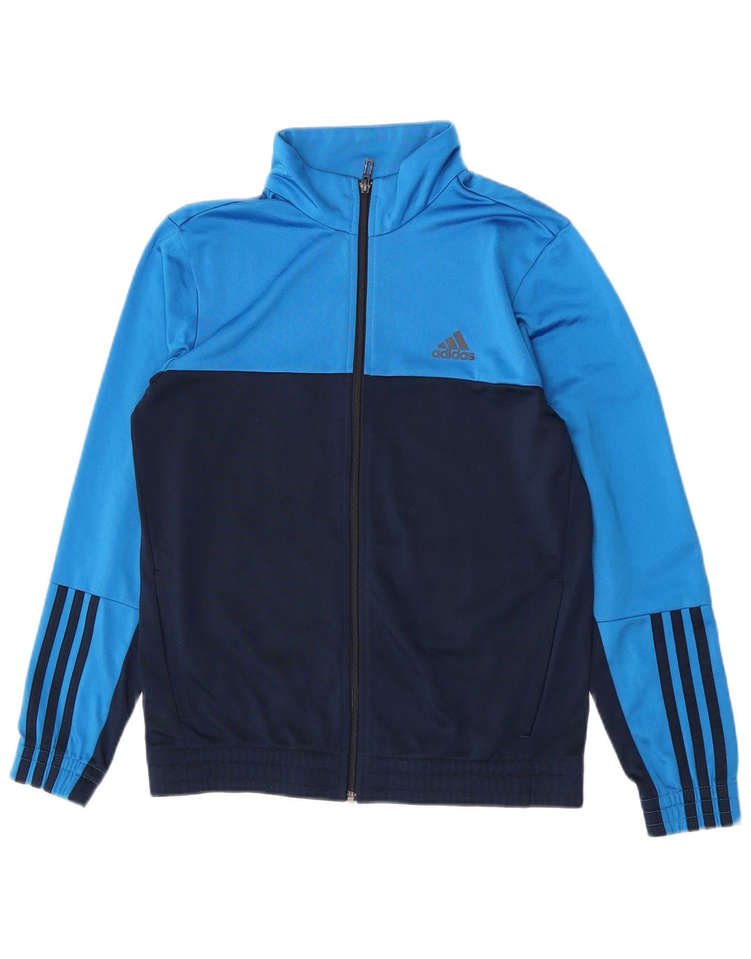 Adidas Boys Tracksuit Top Jacket 13-14 Years Blue Colourblock