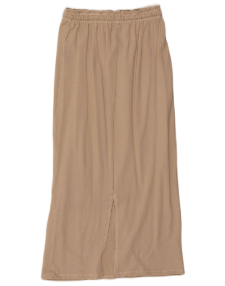 Zara Womens Midi Skirt Small W26 Beige Cotton