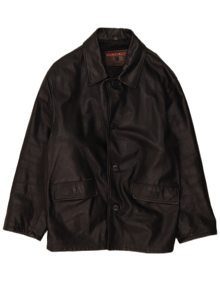 Jackpot Mens Leather Jacket UK 40 Large Black Leather