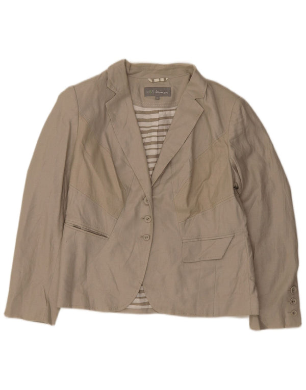 Marks & Spencer Damen-Blazer mit 3 Knöpfen, Gr. 16, Grün, Flachs