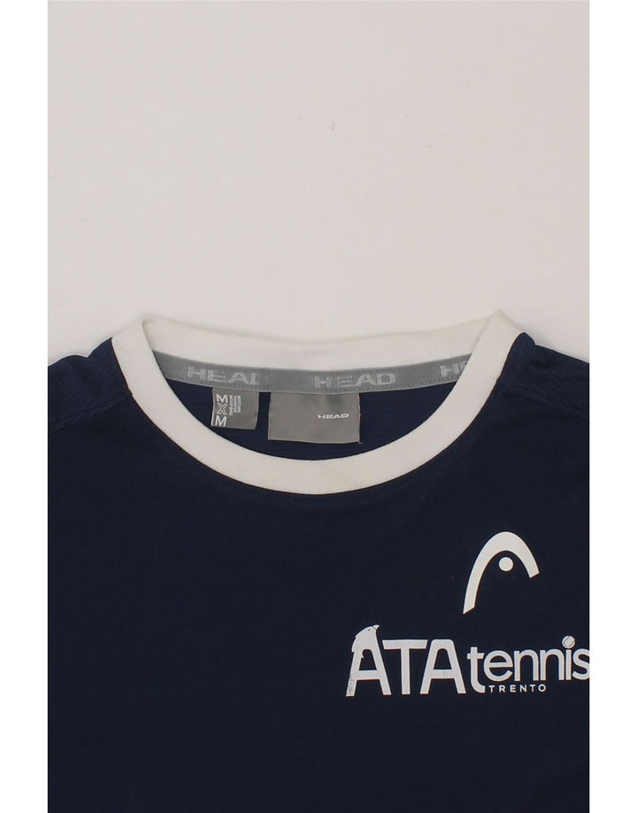 HEAD Boys Graphic T-Shirt Top 9-10 Years Navy Blue Colourblock Polyester Vintage HEAD and Second-Hand HEAD from Messina Hembry 