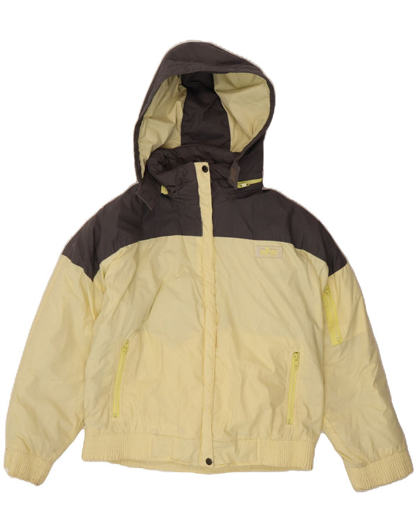 ELHO Womens Hooded Windbreaker Jacket IT 46 Large Yellow Colourblock