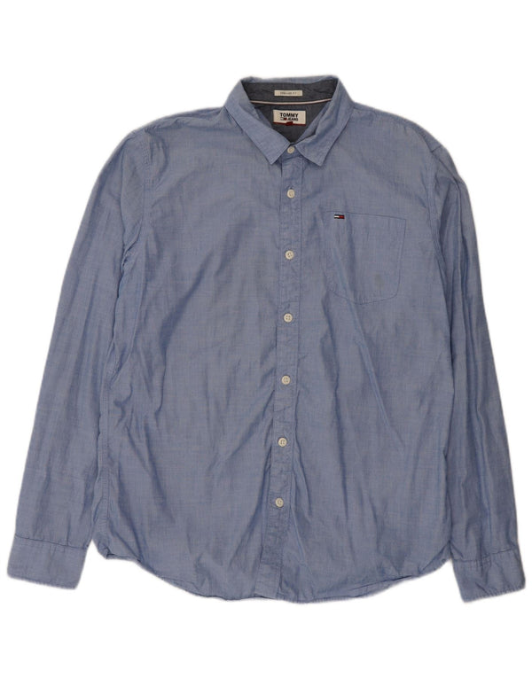 Tommy Hilfiger Mens Regular Fit Shirt Large Blue Cotton