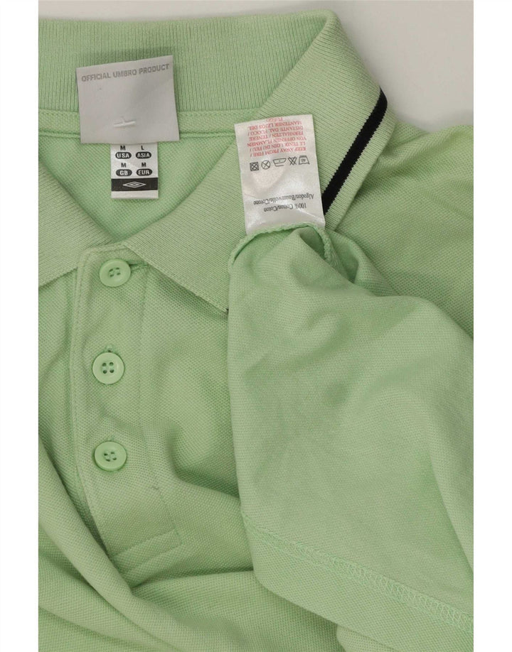 Umbro Mens Polo Shirt Medium Green Striped Cotton