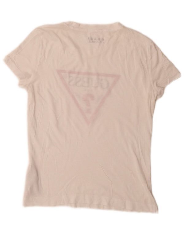 Guess Damen-T-Shirt mit Grafik, UK 6 XS, weiße Baumwolle