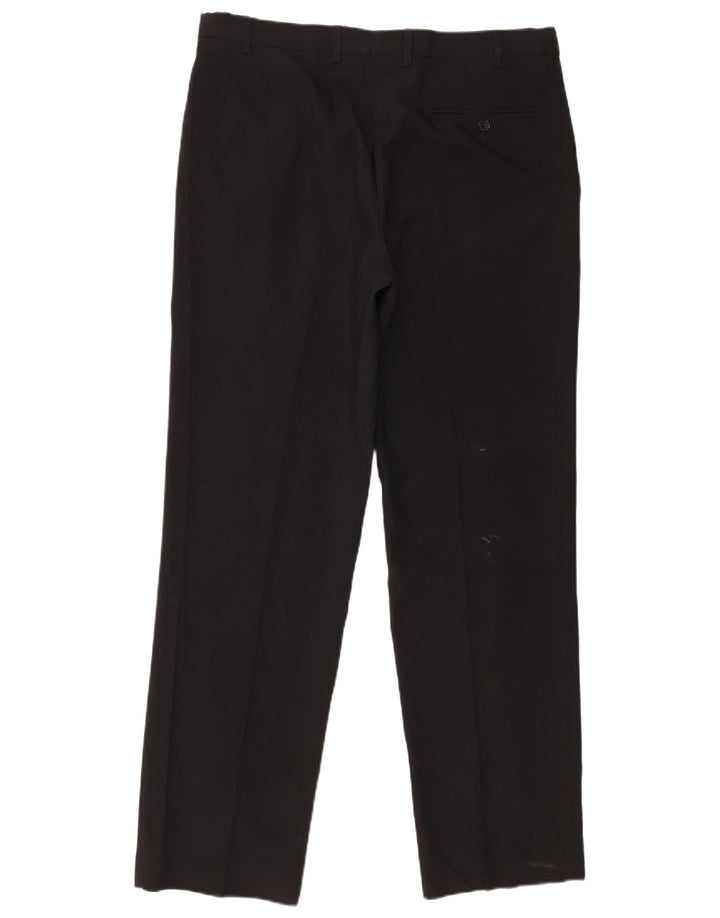 Marks & Spencer Mens Regular Fit Suit Trousers W36 L31 Black Polyester