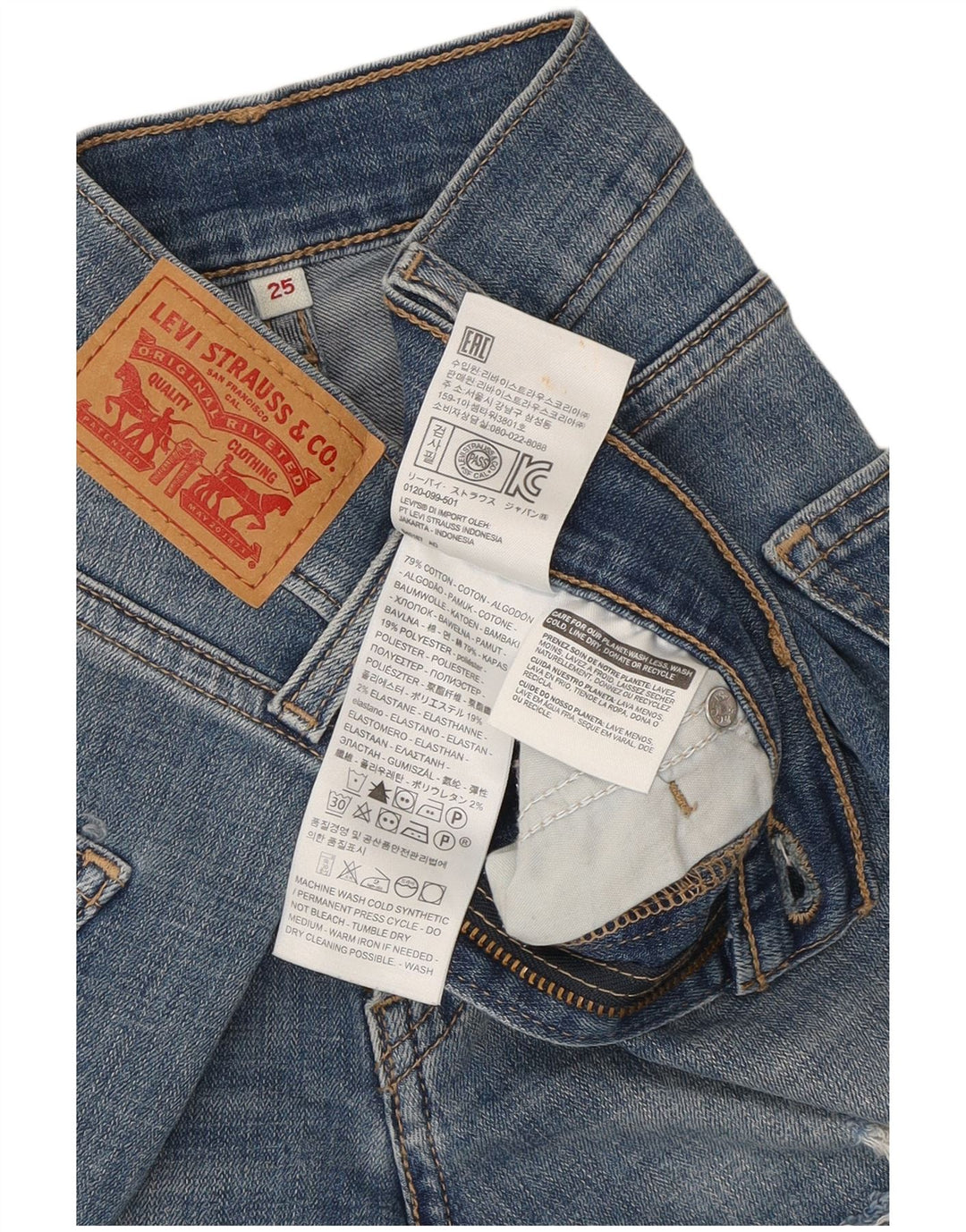 Levi's Womens Distressed Denim Shorts W25 XS Blue Cotton