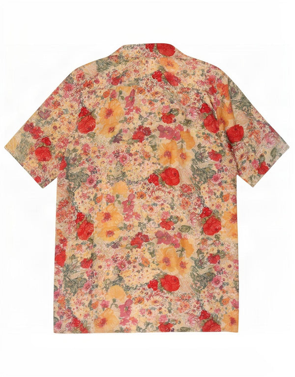 vintage Femme Chemise À Manches Courtes Blouse UK 16 Grand Floral Multicolore
