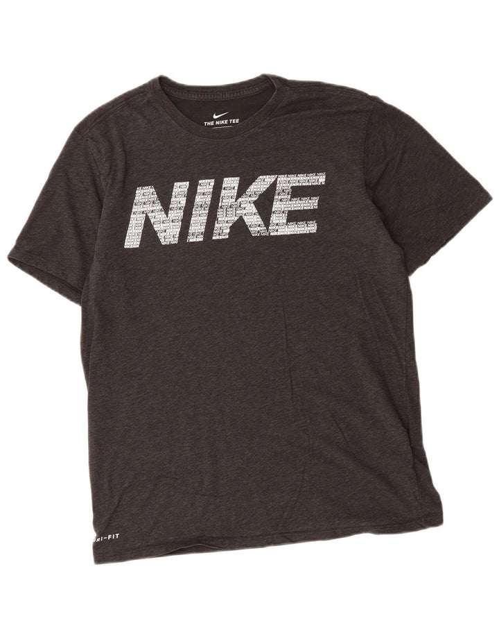 NIKE Mens Athletic Cut Graphic T-Shirt Top Medium Grey Cotton