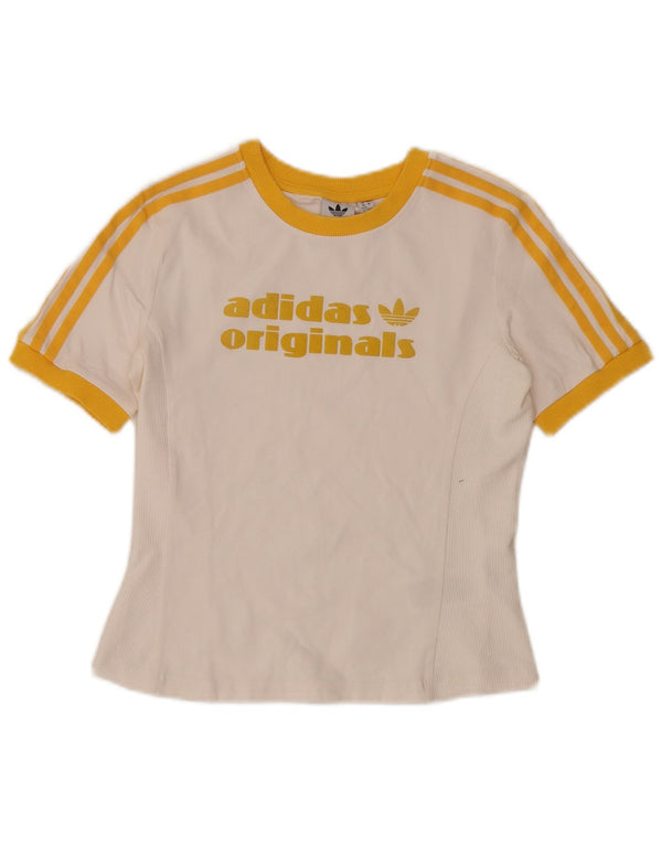 Adidas T-shirt court graphique pour femme UK 12/14 Blanc moyen Colourblock