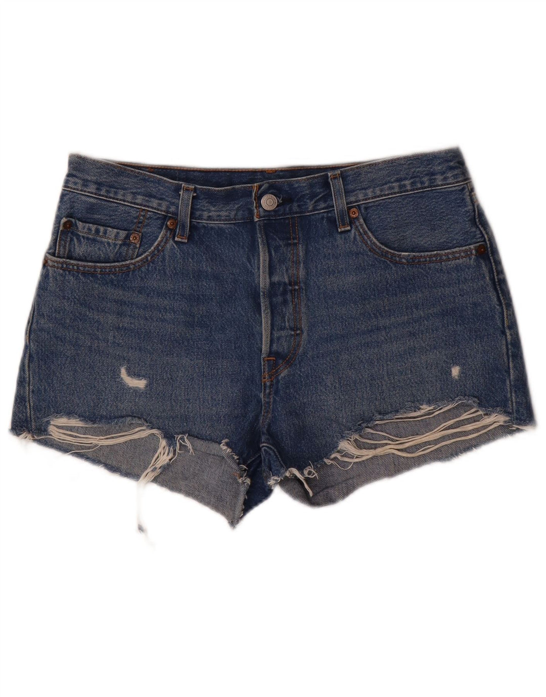 LEVI'S Womens 501 Distressed Denim Shorts W29 Medium  Blue Cotton