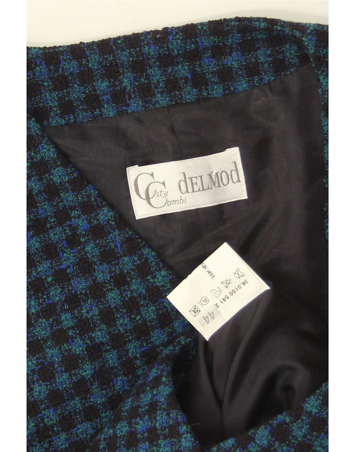 Delmod Womens Waistcoat EU 44 XL Navy Blue Gingham New Wool