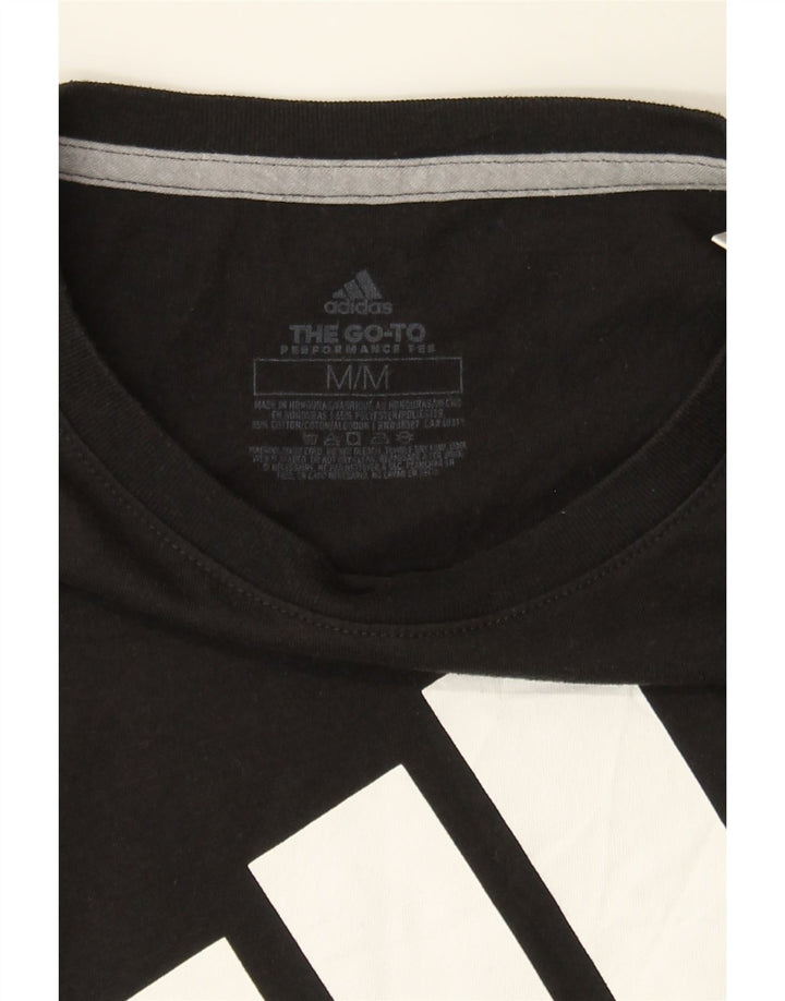 ADIDAS Womens Graphic T-Shirt Top UK 14 Medium Black Polyester Vintage Adidas and Second-Hand Adidas from Messina Hembry 
