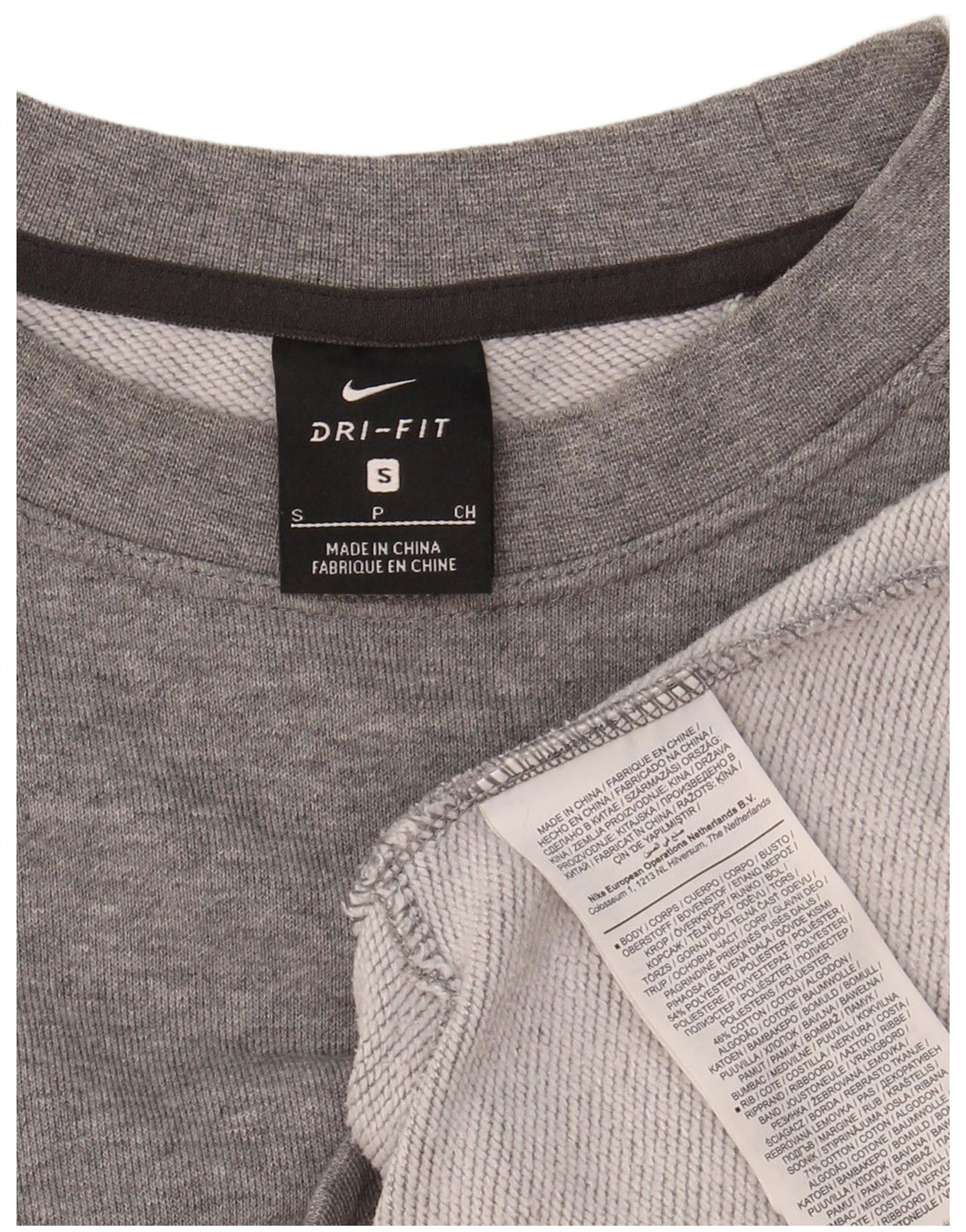 NIKE Womens Dri Fit Oversized Crop Sweatshirt Jumper UK 10 Small Grey