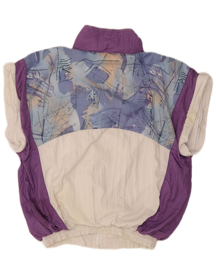 VINTAGE Womens Oversized Tracksuit Top Jacket UK 10 Small White