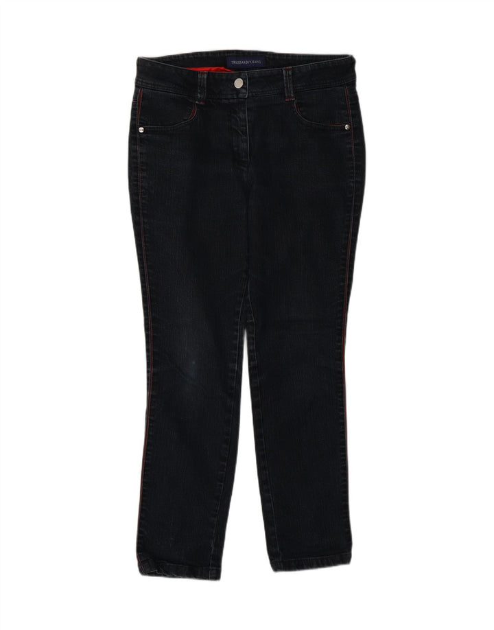 TRUSSARDI Womens Slim Jeans IT 42 Medium W28 L27 Navy Blue Vintage Trussardi and Second-Hand Trussardi from Messina Hembry 