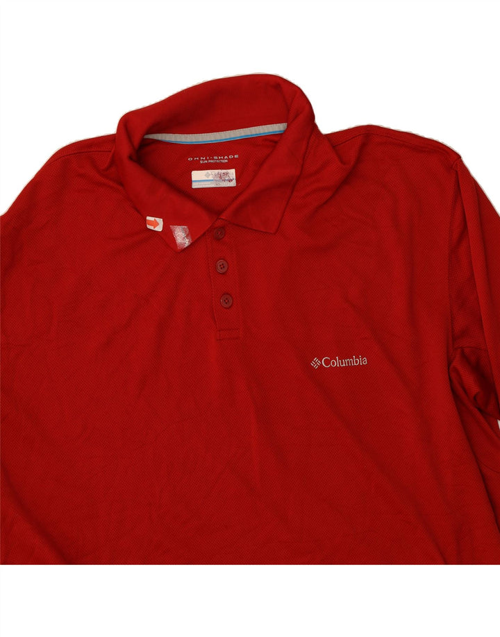 COLUMBIA Mens Polo Shirt 2XL Red Polyester Vintage Columbia and Second-Hand Columbia from Messina Hembry 