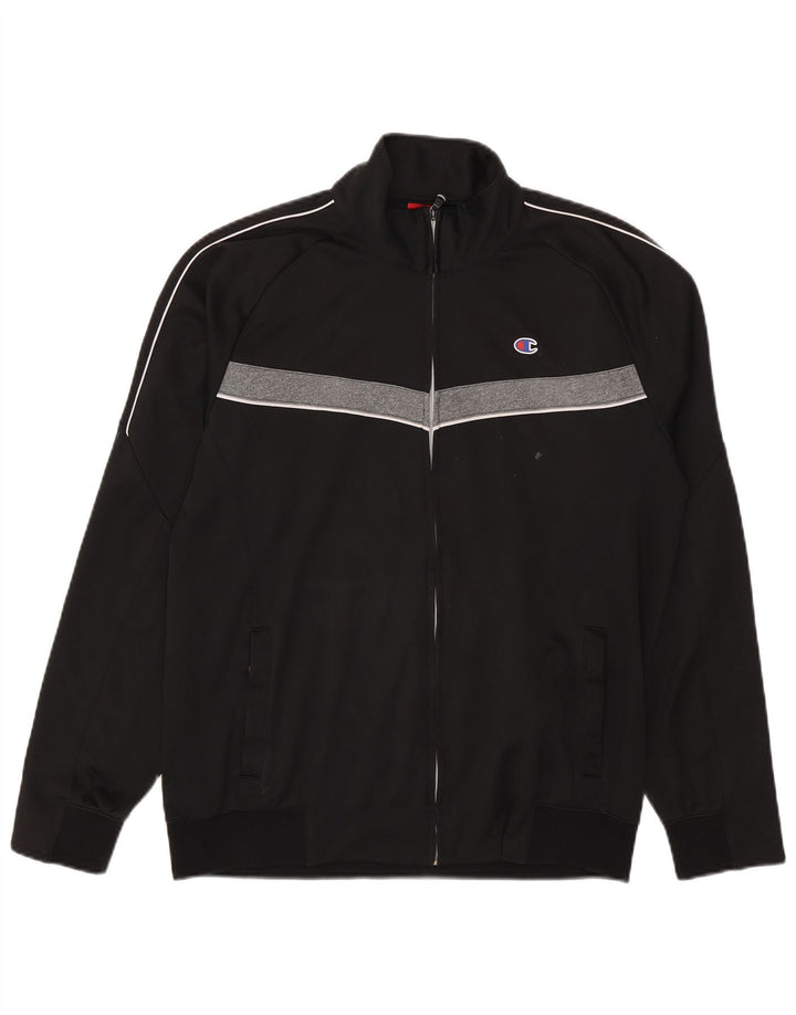 Champion Mens Tracksuit Top Jacket XL Black Colourblock Polyester