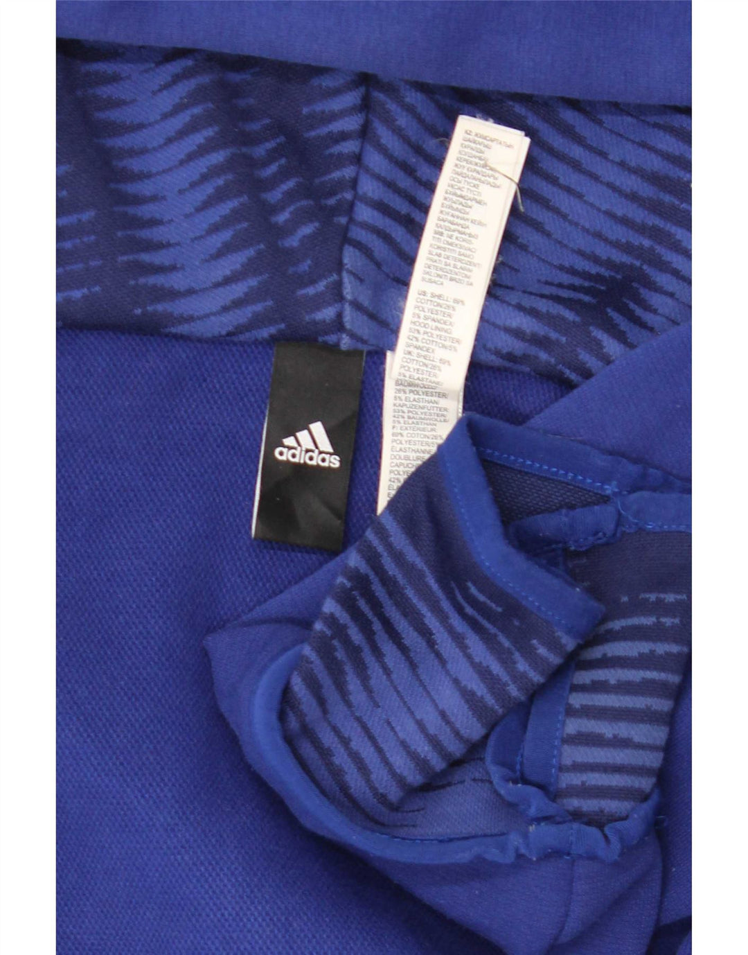 Adidas Mens Zip Hoodie Sweater Medium Blue Cotton