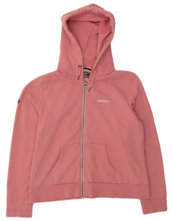 Superdry hættetrøje til kvinder med lynlås UK 16 Large Pink Bomuld