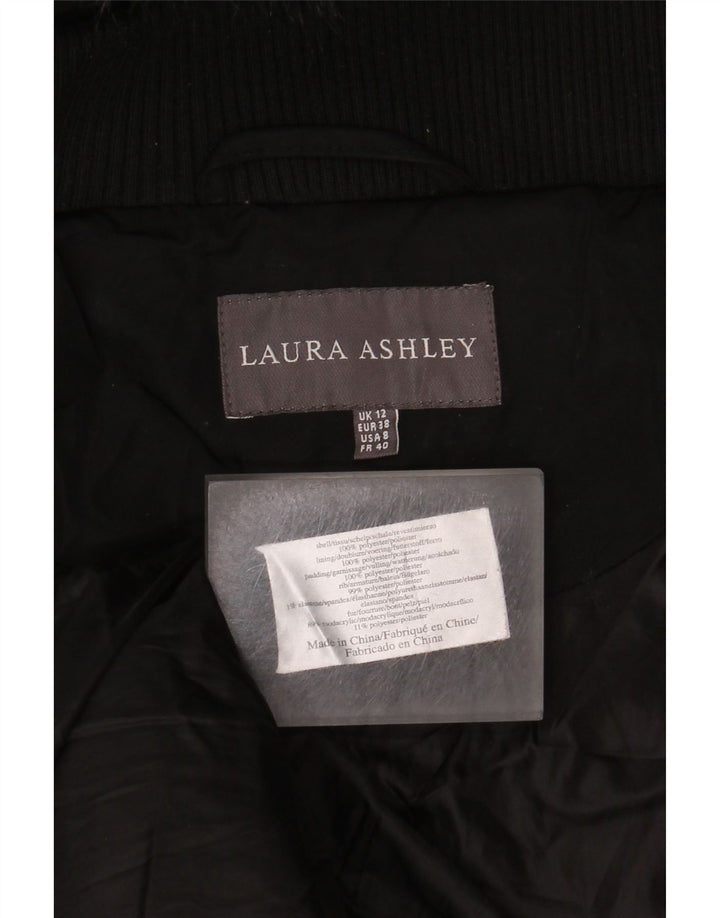 Laura Ashley Wattierter Damenmantel mit Kapuze, UK 12, Mittelschwarz, Polyester