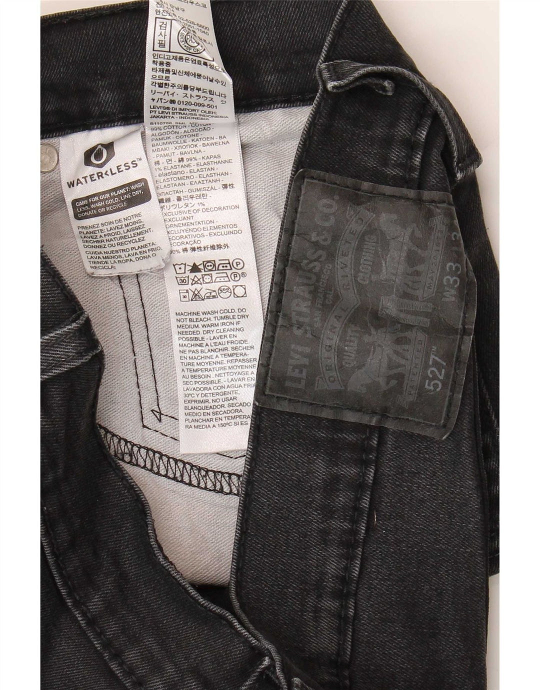 Levi's Hombre 527 Vaqueros Bootcut W33 L34 Algodón Negro