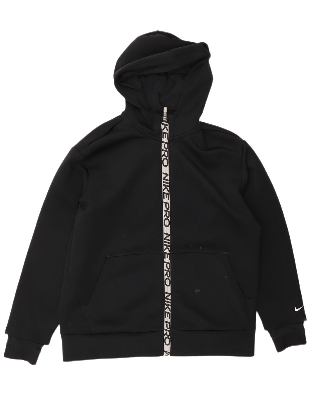 NIKE Mens Dri Fit Graphic Zip Hoodie Sweater Large Black Polyester