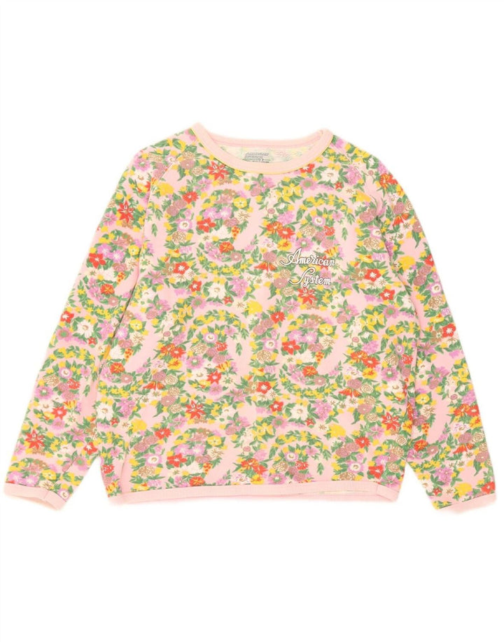 AMERICAN SYSTEM Womens Sweatshirt Jumper UK 14 Medium Multicoloured Floral Vintage American System and Second-Hand American System from Messina Hembry 
