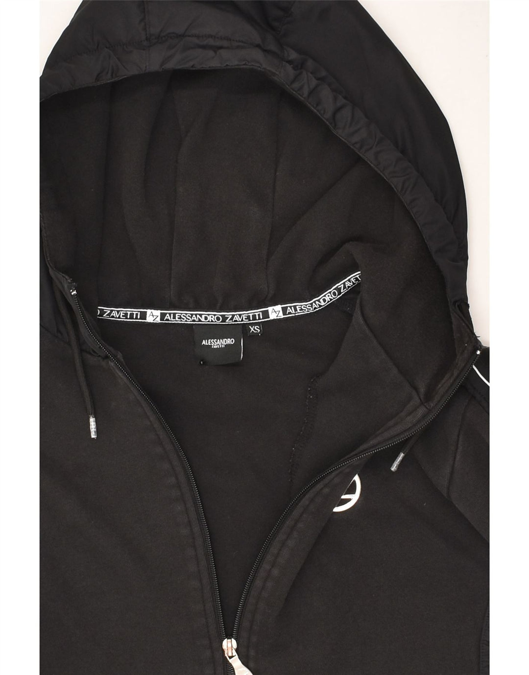 VINTAGE Womens Oversized Zip Hoodie Sweater UK 6 XS Black Cotton | Vintage Vintage | Thrift | Second-Hand Vintage | Used Clothing | Messina Hembry 
