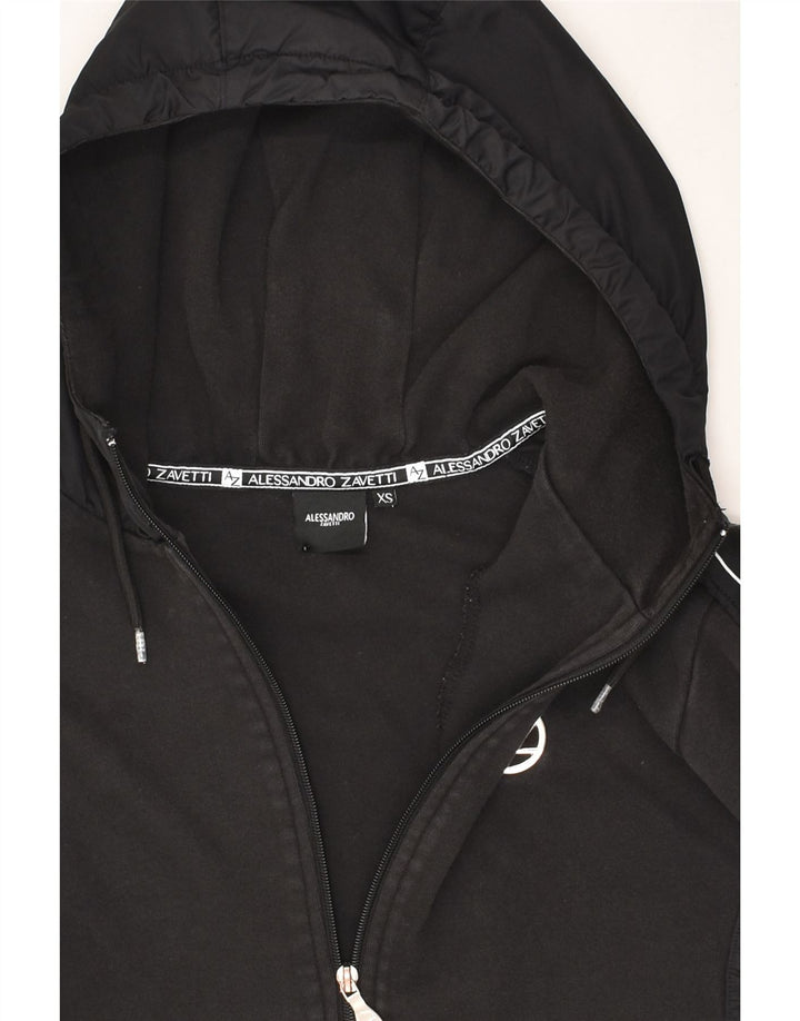 VINTAGE Womens Oversized Zip Hoodie Sweater UK 6 XS Black Cotton | Vintage Vintage | Thrift | Second-Hand Vintage | Used Clothing | Messina Hembry 