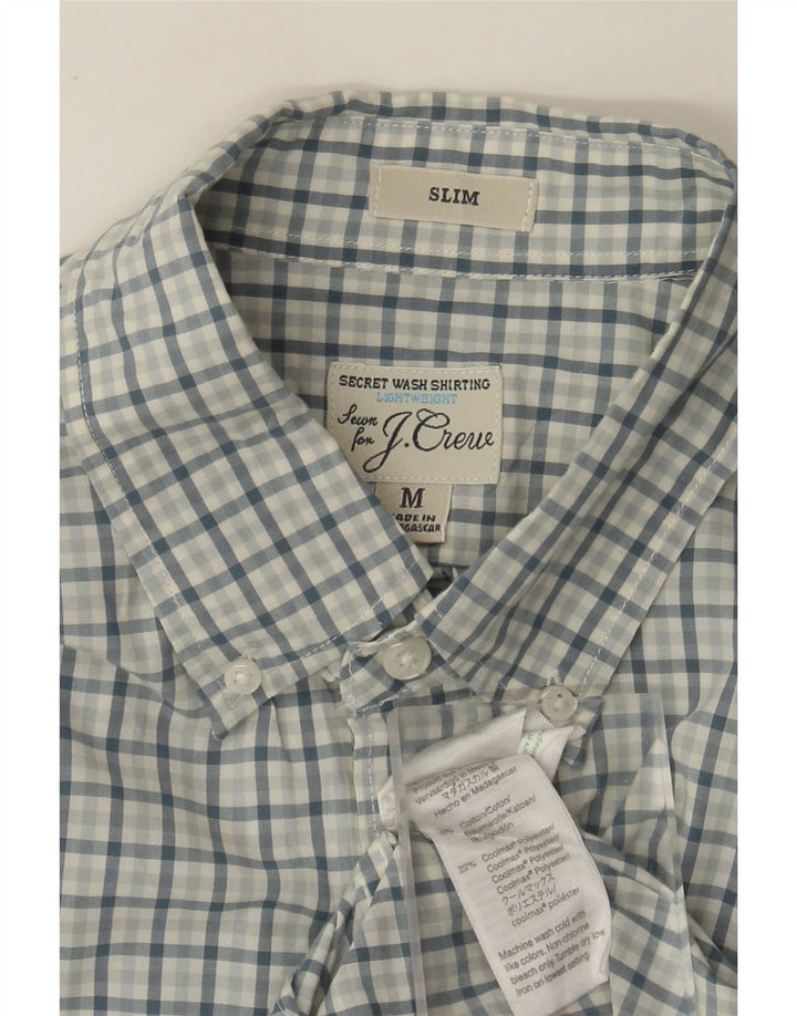 J. CREW Camicia slim da uomo in cotone a quadri blu medio