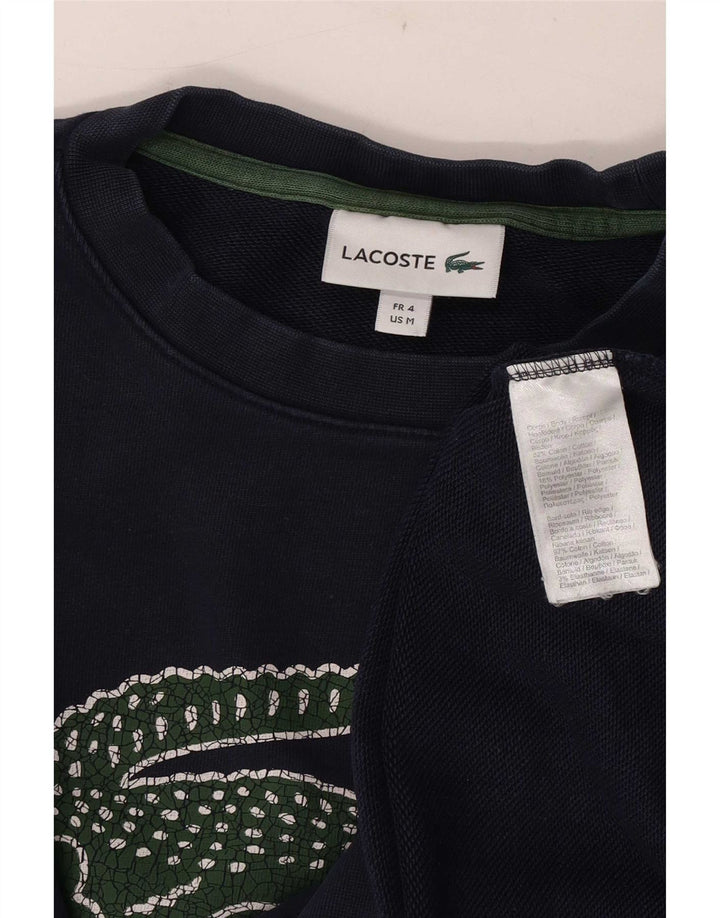 Lacoste Mens Graphic Sweatshirt Jumper Size 4 Medium Navy Blue Cotton