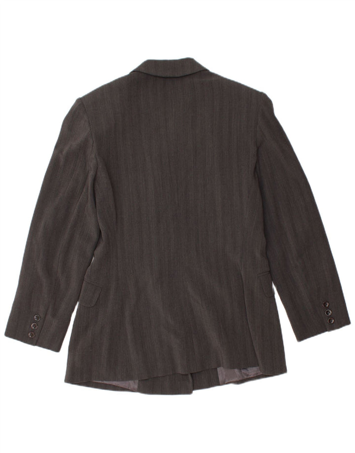 Sportmax Damen Zweireihige Blazerjacke UK 12 Mittelgrau gestreift