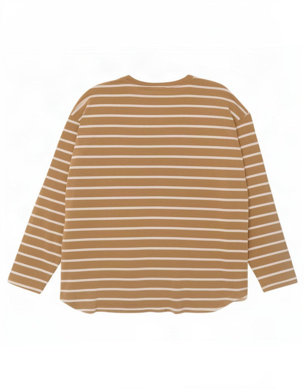 Gap Damen Übergroßes Top Langarm UK 20 2XL Beige gestreift Rayon