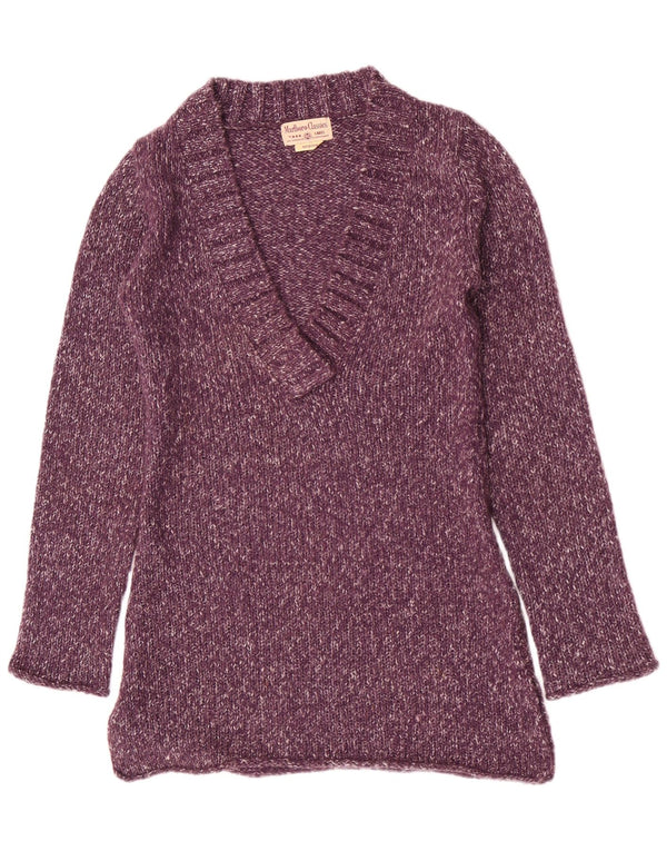 Marlboro Classics Womens V-Neck Jumper Sweater UK 14 Medium Purple Flecked