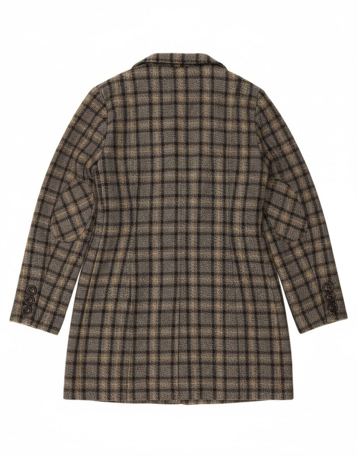 SASHA Womens Overcoat UK 12 Medium  Grey Check Wool