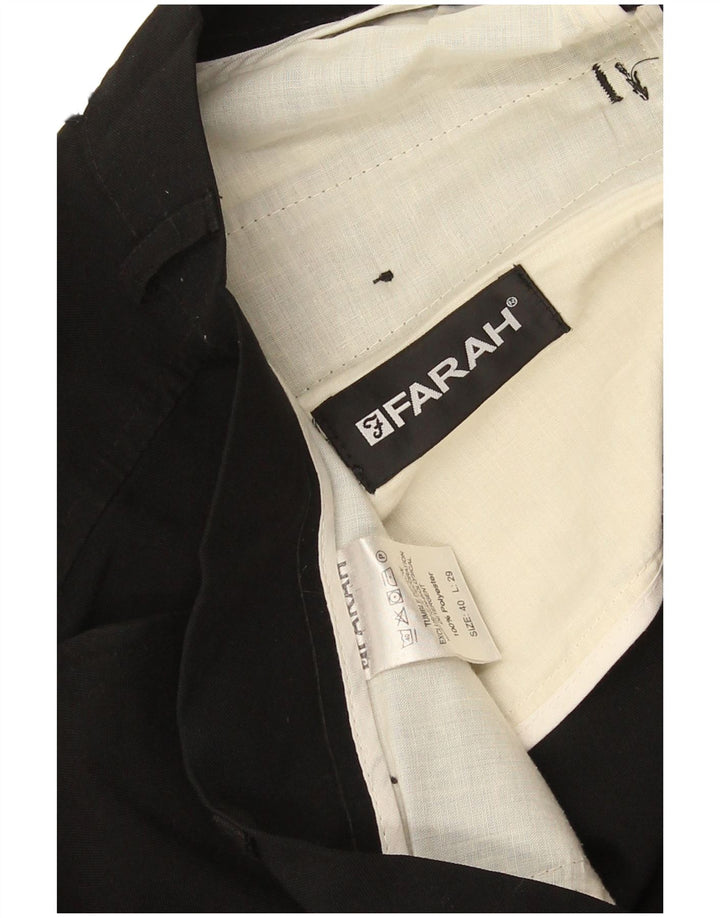 Farah Mens Straight Casual Trousers W40 L29 Black Polyester