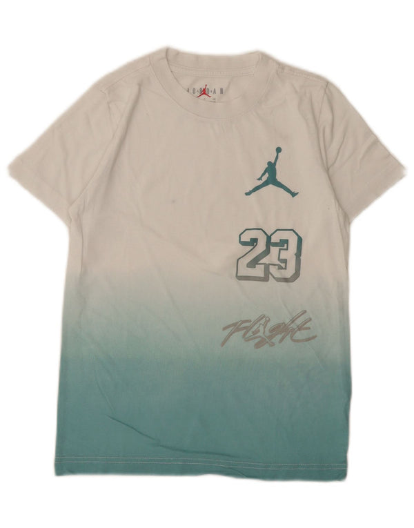 Jordan Boys Graphic T-Shirt Top 8-9 Years Small White Colourblock Cotton