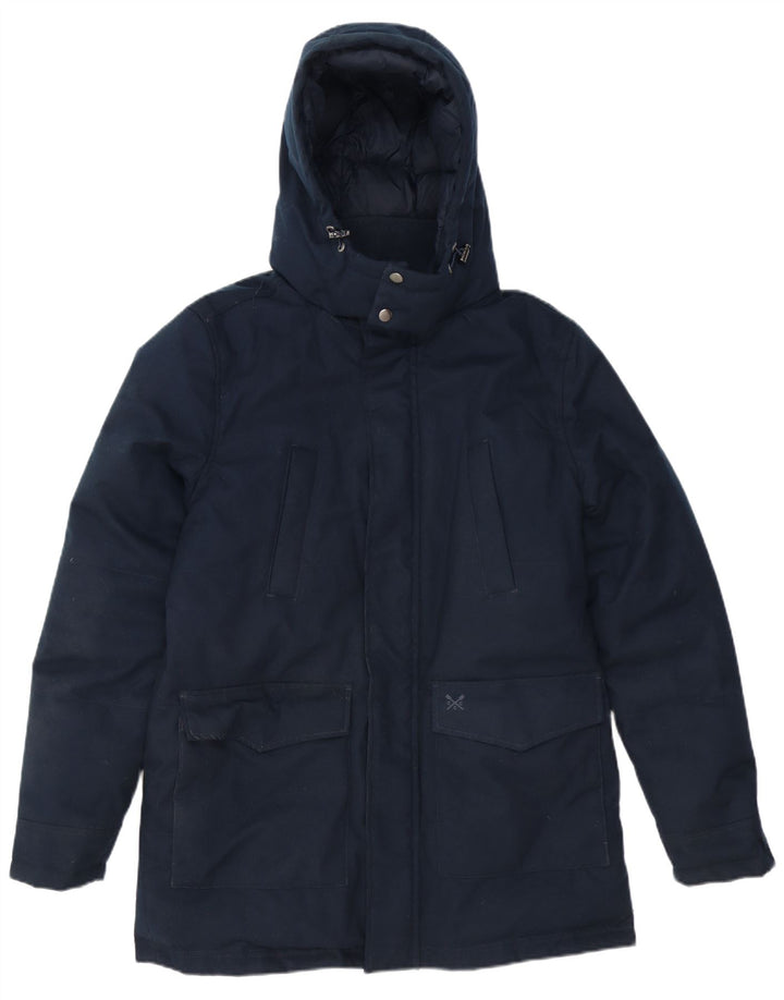 Crew Clothing Mens Hooded Padded Jacket UK 36 Small Navy Blue Polyester