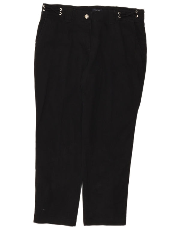 Nautica Dame Slim Cropped Trousers US 12 Large W34 L26 Black Bomuld