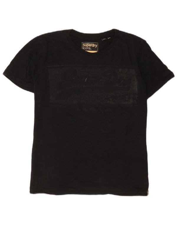 Superdry Womens Graphic T-Shirt Top UK 12 Medium Black Cotton