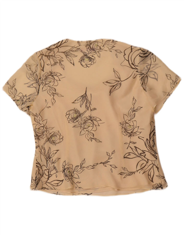 Jacques Vert Damen-Blusenoberteil, UK-Größe 44, groß, gebrochenes Weiß, geblümtes Polyester