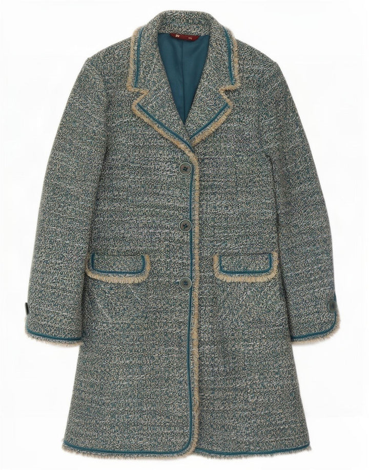 Женское пальто Monsoon UK 14, средний синий в крапинку, акрил