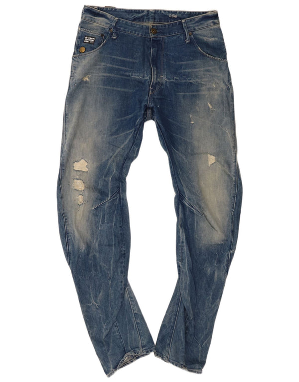 Calça jeans masculina G-Star desgastada Banana Slim W33 L34 algodão azul