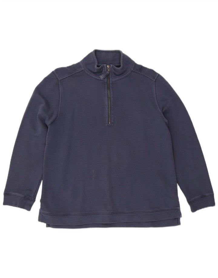 WHITE STUFF Womens Zip Neck Sweatshirt Jumper UK 14 Large  Navy Blue