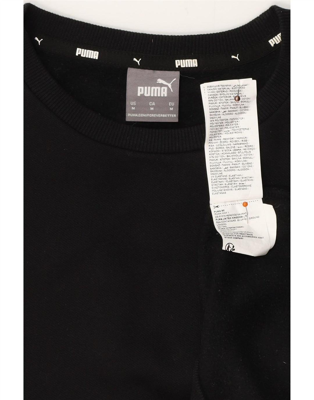 PUMA Mens Sweatshirt Jumper Medium Black Cotton